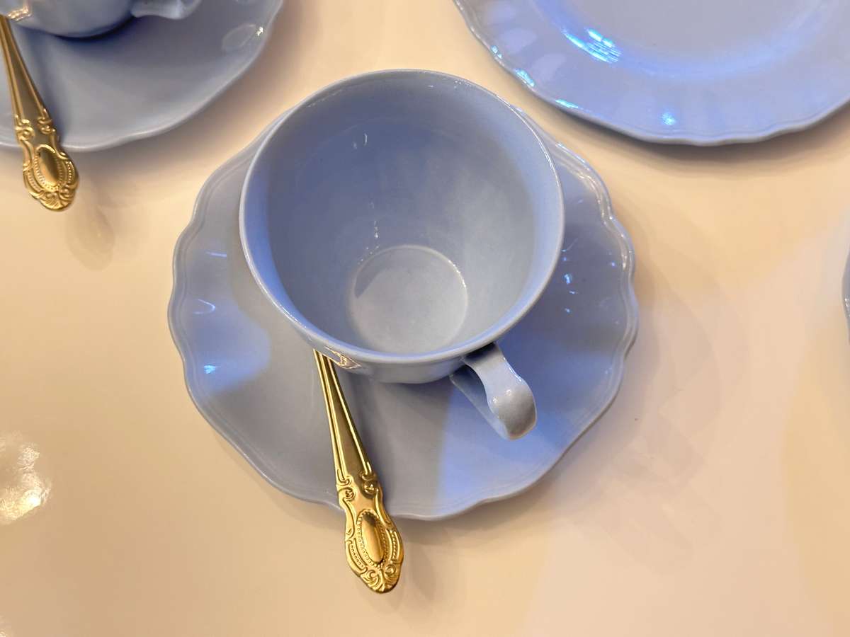 Elegant 1940 J&G Meakin Glamour Celeste Tea Trio - Set of 6