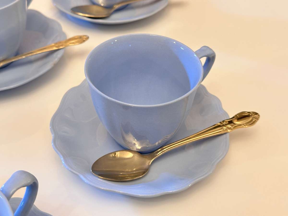 Elegant 1940 J&G Meakin Glamour Celeste Tea Trio - Set of 6