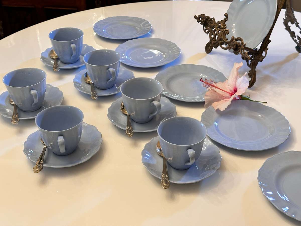 Elegant 1940 J&G Meakin Glamour Celeste Tea Trio - Set of 6