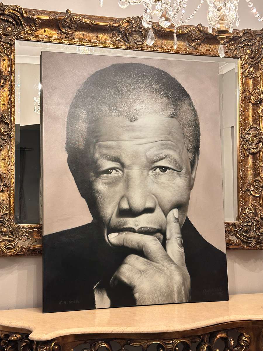 Original Wakaba Mutheki Authorised Mandela portrait -The Thinking Mandela
