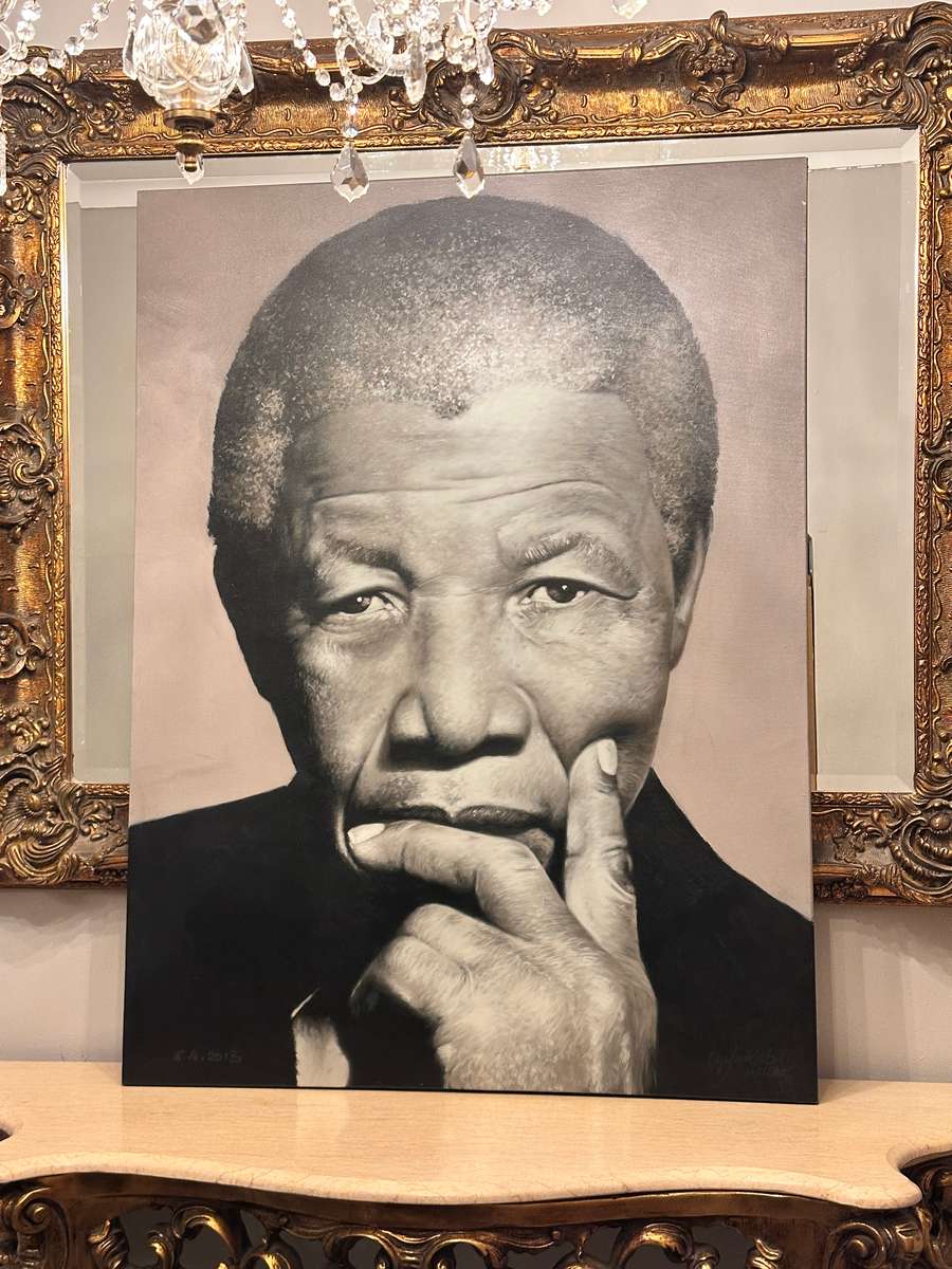 Original Wakaba Mutheki Authorised Mandela portrait -The Thinking Mandela