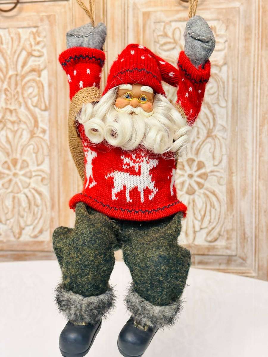 Exquisite Vintage Musical Leg Moving Hanging Parachute Santa