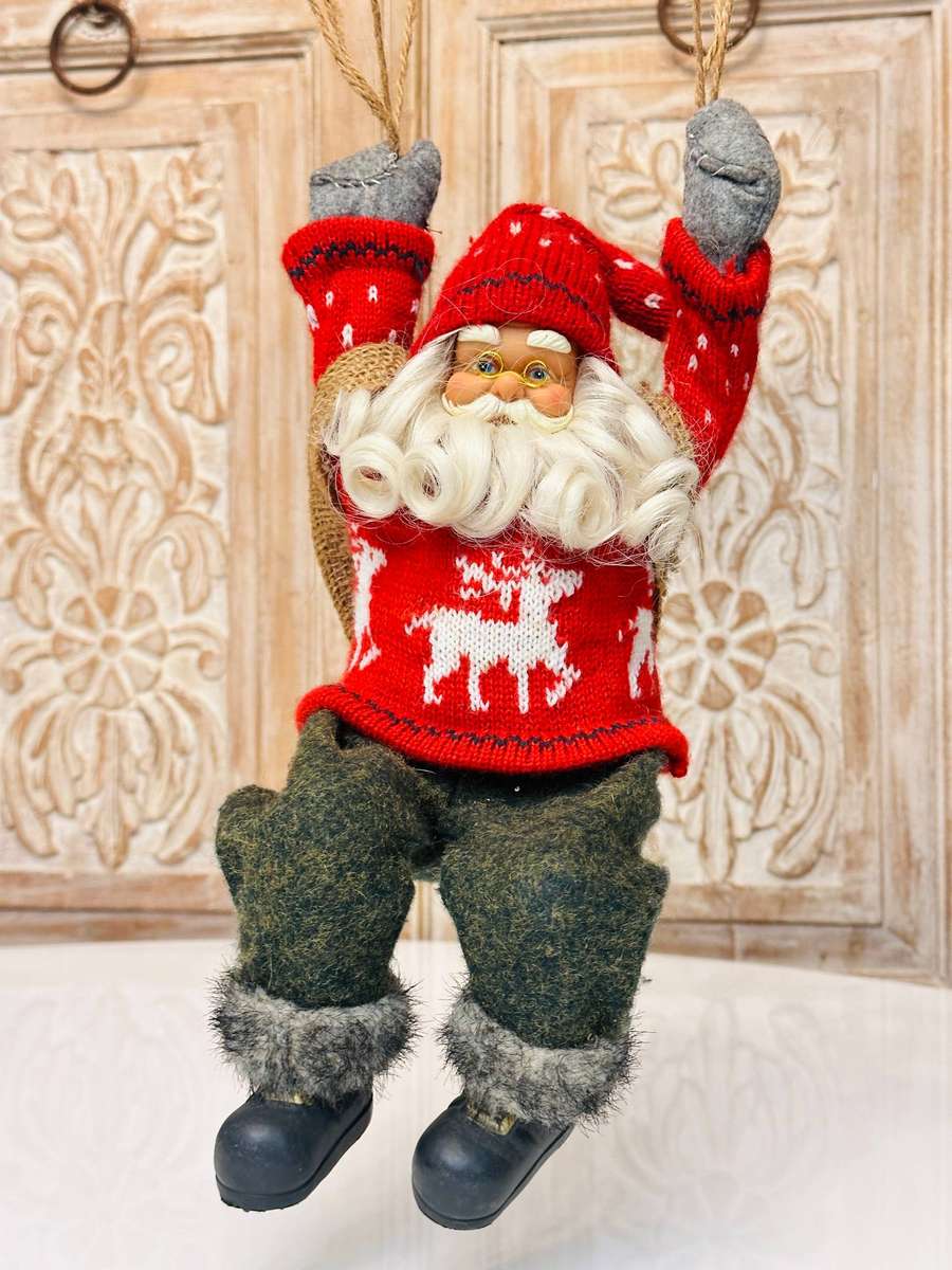 Exquisite Vintage Musical Leg Moving Hanging Parachute Santa