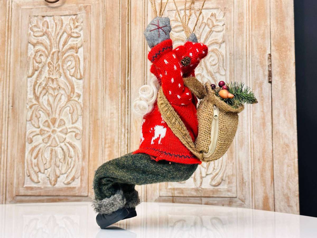 Exquisite Vintage Musical Leg Moving Hanging Parachute Santa