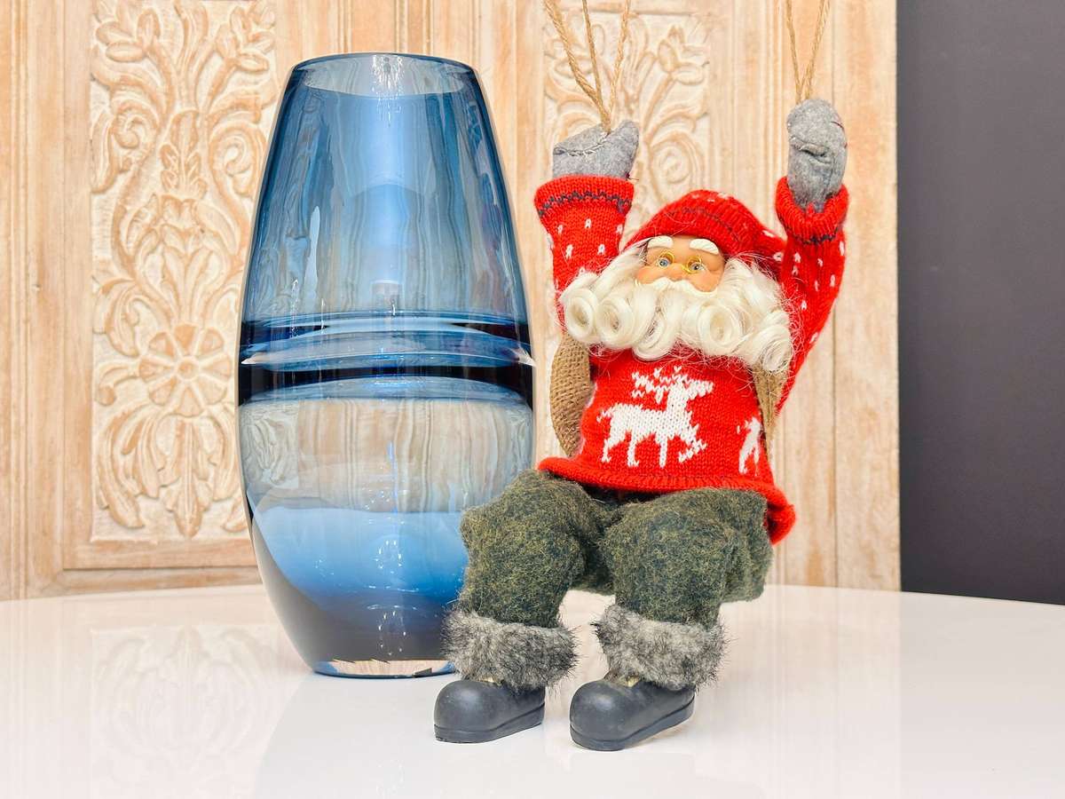 Exquisite Vintage Musical Leg Moving Hanging Parachute Santa