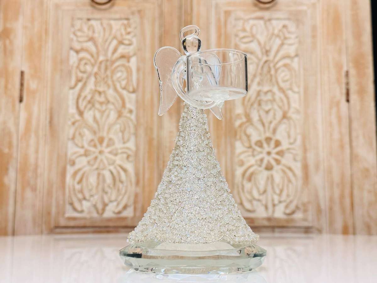 Exquisite Hand Blown Glass Embellished Statement Angel