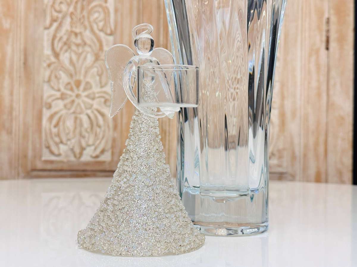 Exquisite Hand Blown Glass Embellished Statement Angel