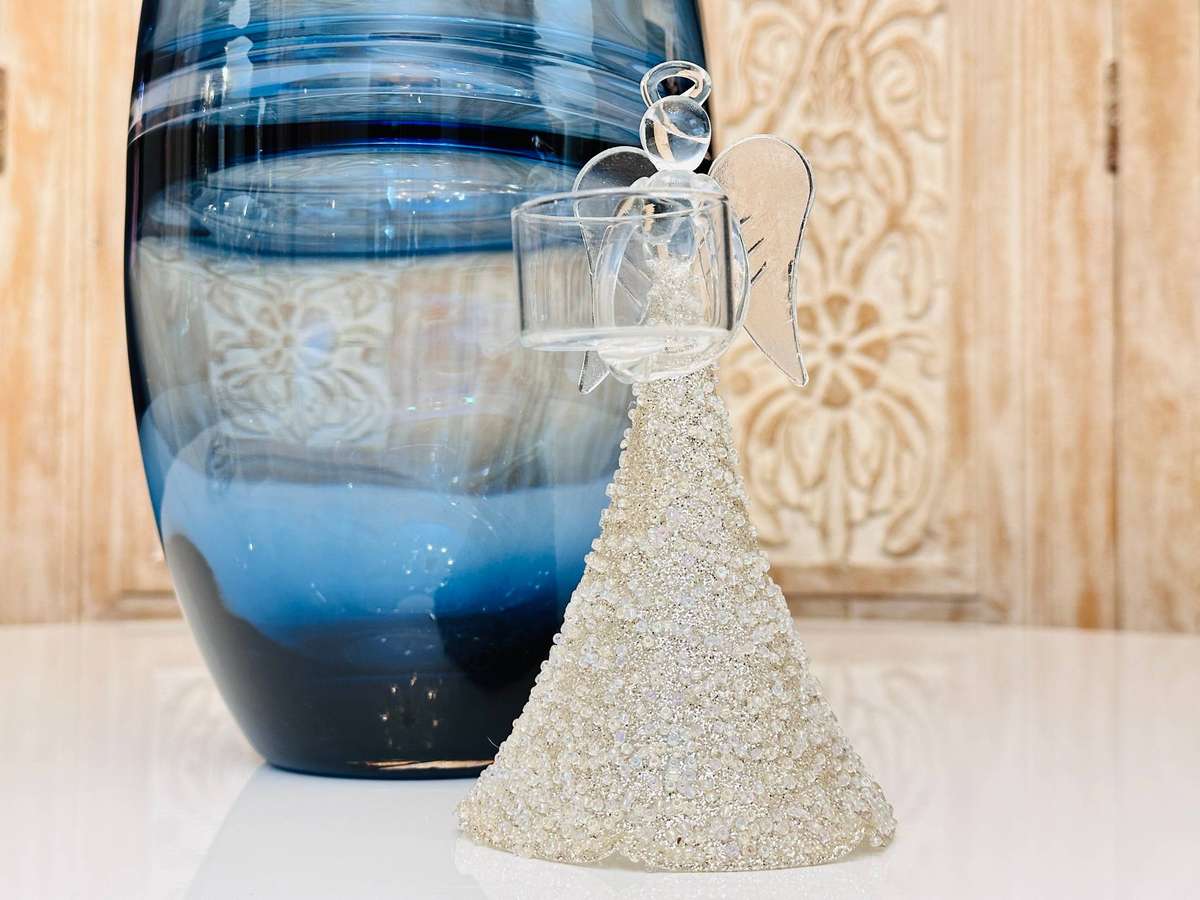 Exquisite Hand Blown Glass Embellished Statement Angel