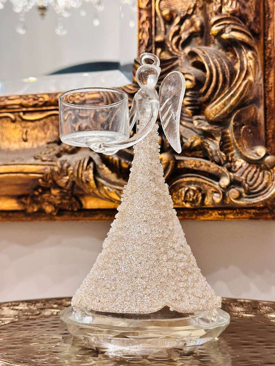 Exquisite Hand Blown Glass Embellished Statement Angel