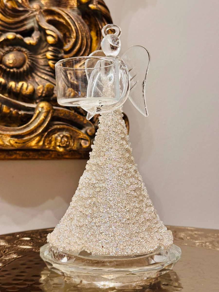 Exquisite Hand Blown Glass Embellished Statement Angel