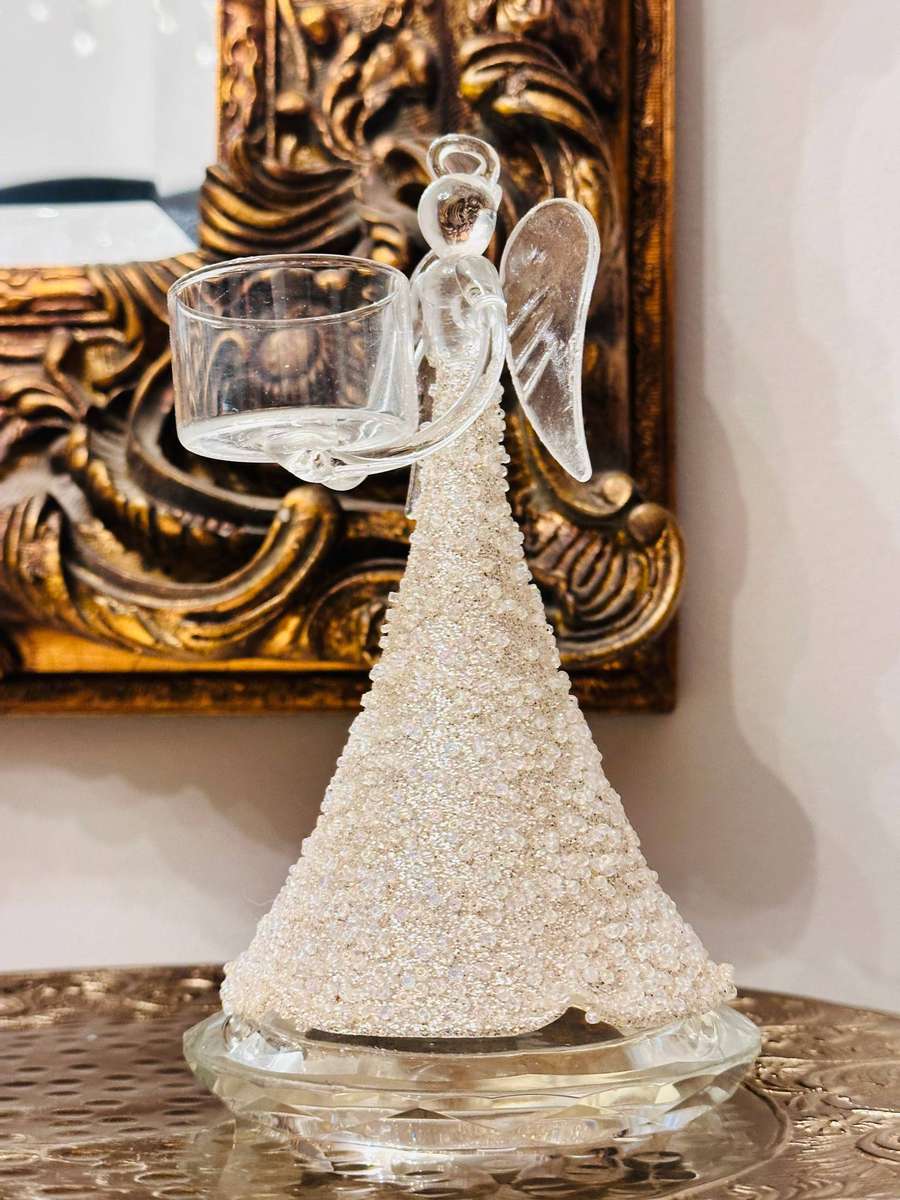 Exquisite Hand Blown Glass Embellished Statement Angel