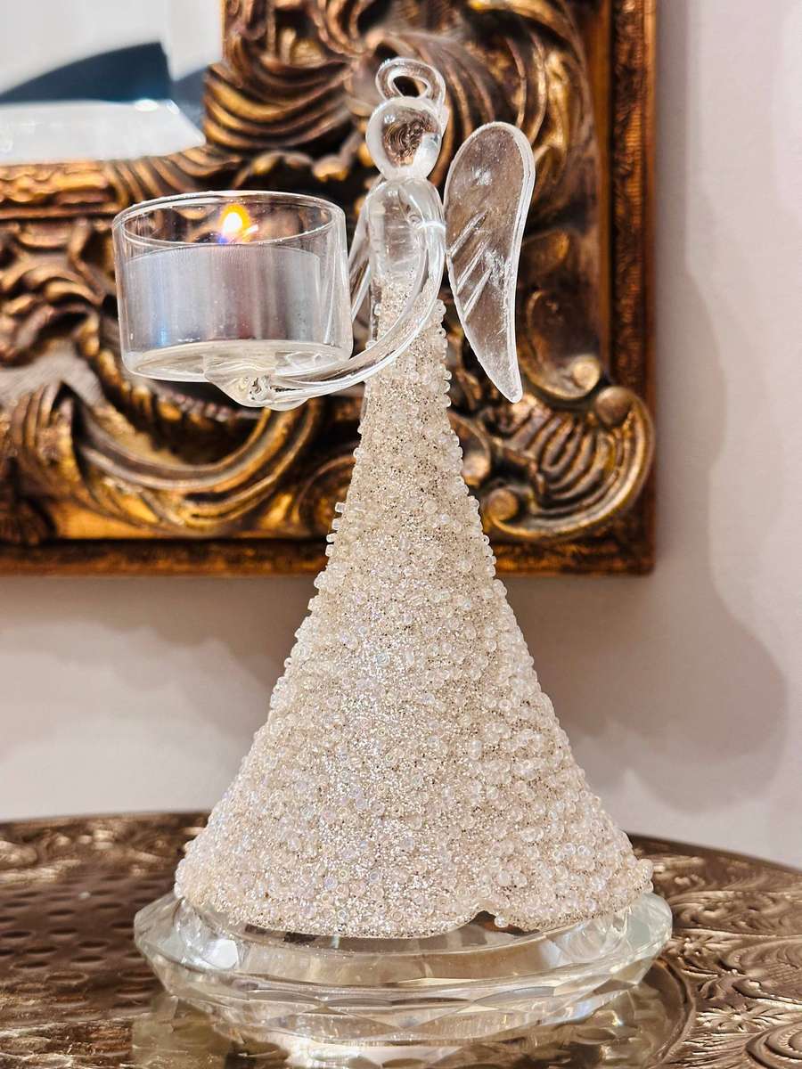 Exquisite Hand Blown Glass Embellished Statement Angel