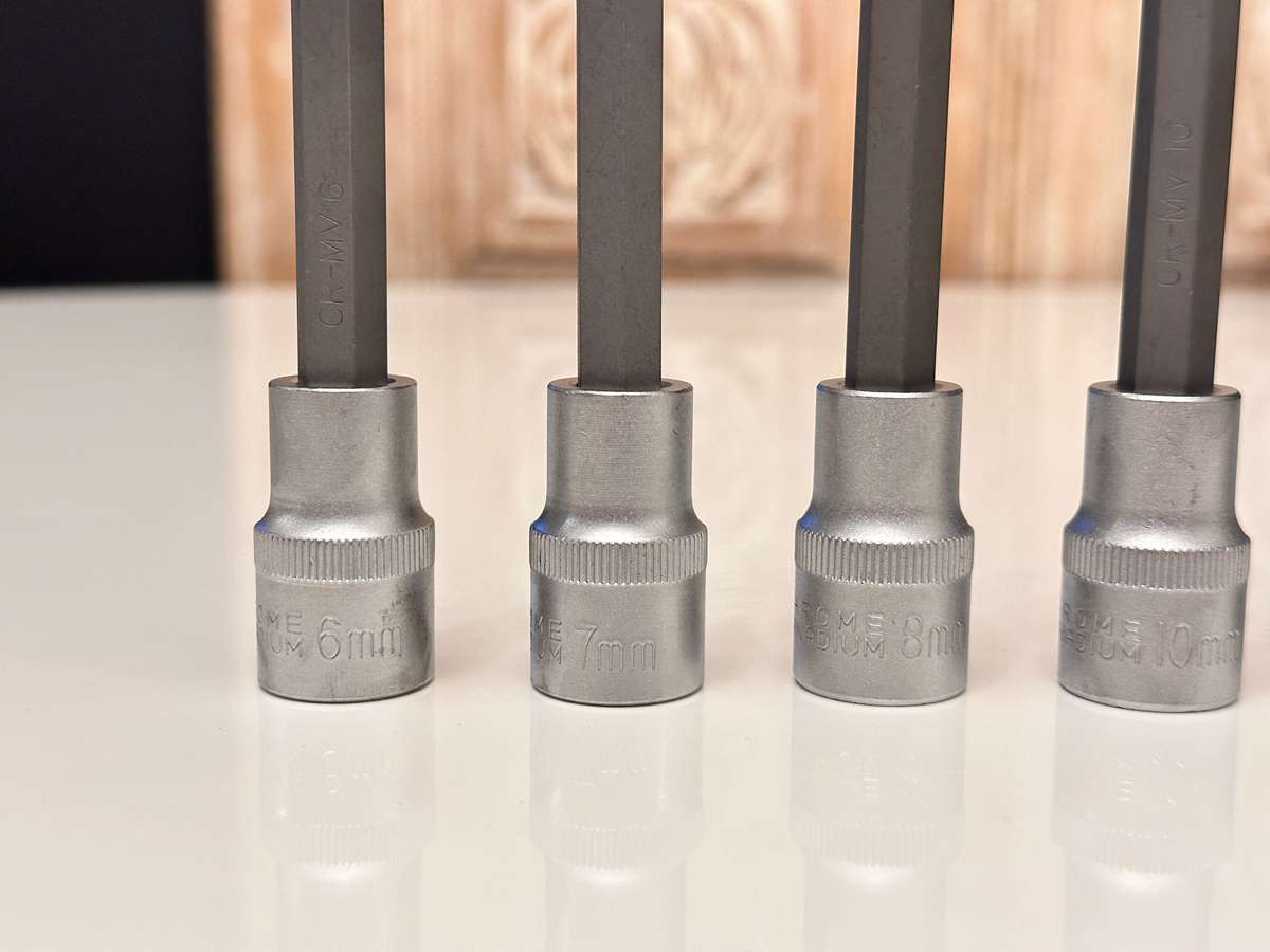 1/2 Drive 7 Piece Chrome Vanadium Hex Bit Socket Set 100mm