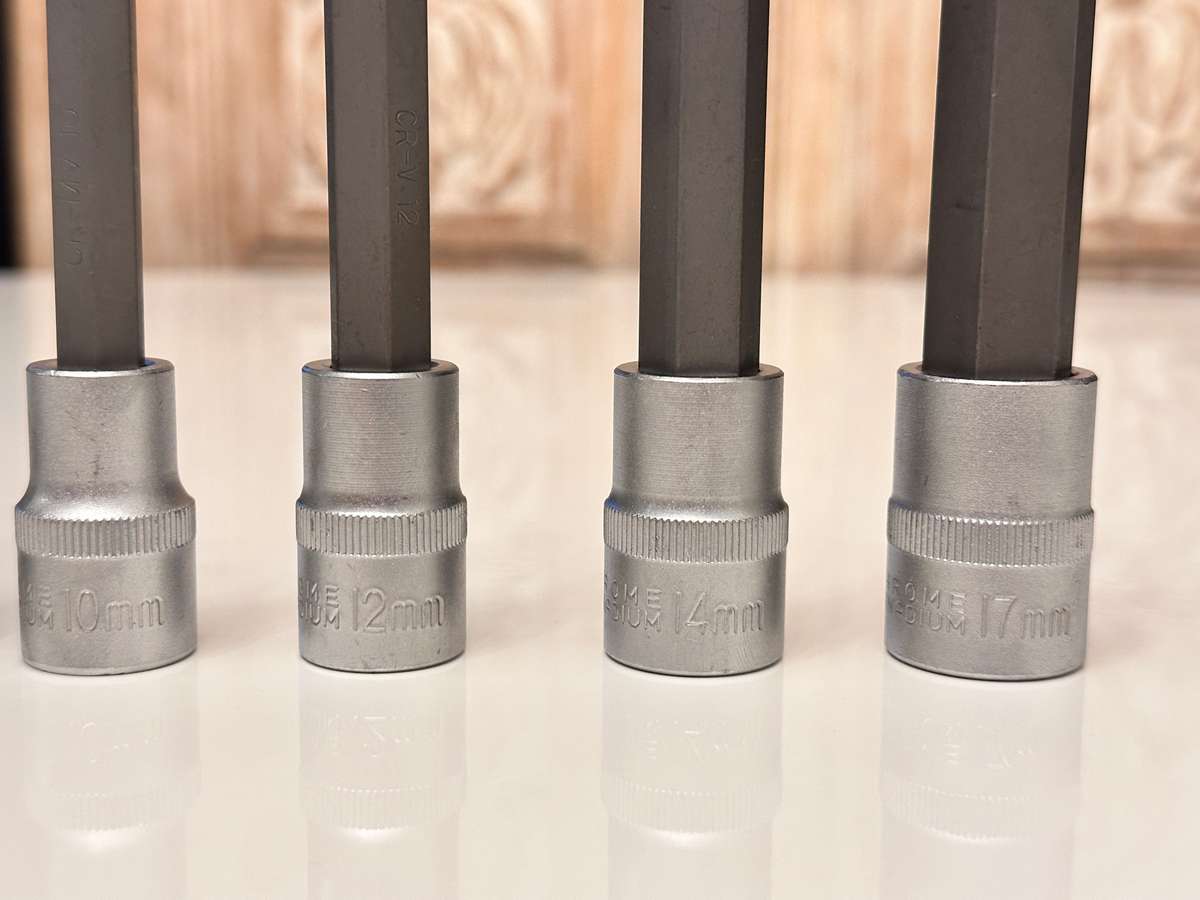 1/2 Drive 7 Piece Chrome Vanadium Hex Bit Socket Set 100mm