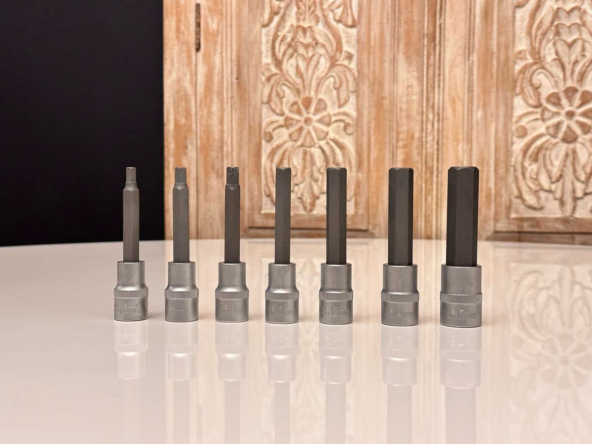 1/2 Drive 7 Piece Chrome Vanadium Hex Bit Socket Set 100mm