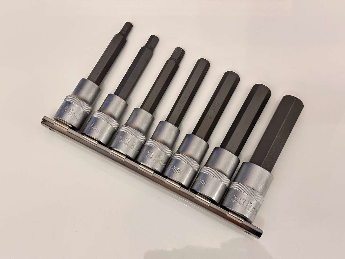 1/2 Drive 7 Piece Chrome Vanadium Hex Bit Socket Set 100mm