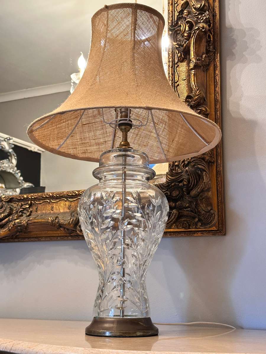Exquisite Large Cut Crystal Vintage Lamp