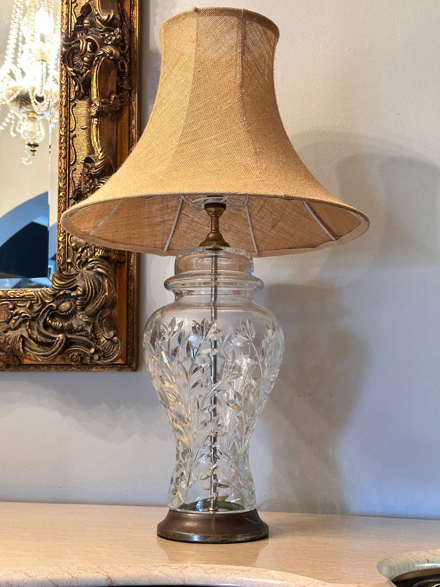 Exquisite Large Cut Crystal Vintage Lamp
