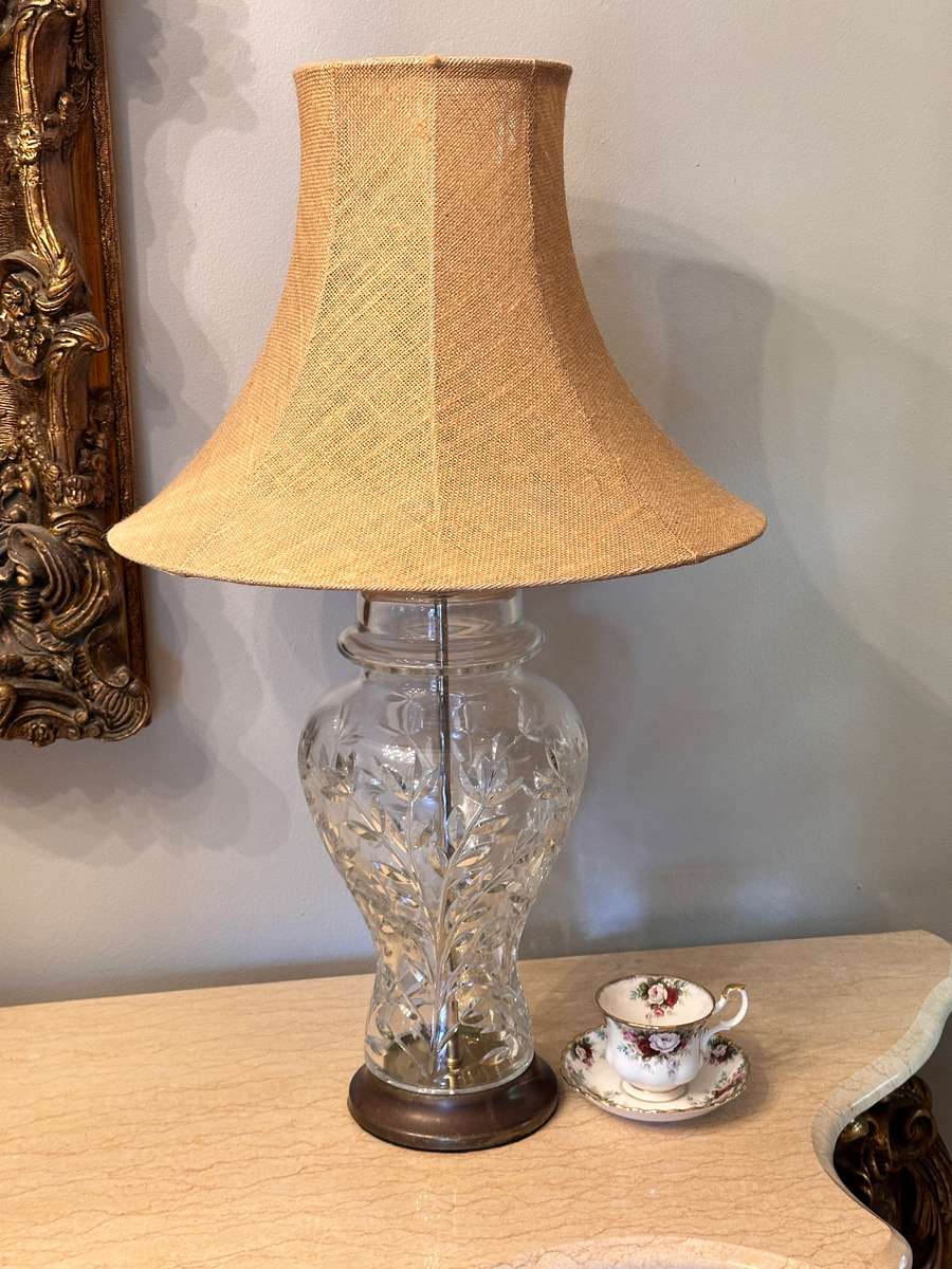 Exquisite Large Cut Crystal Vintage Lamp