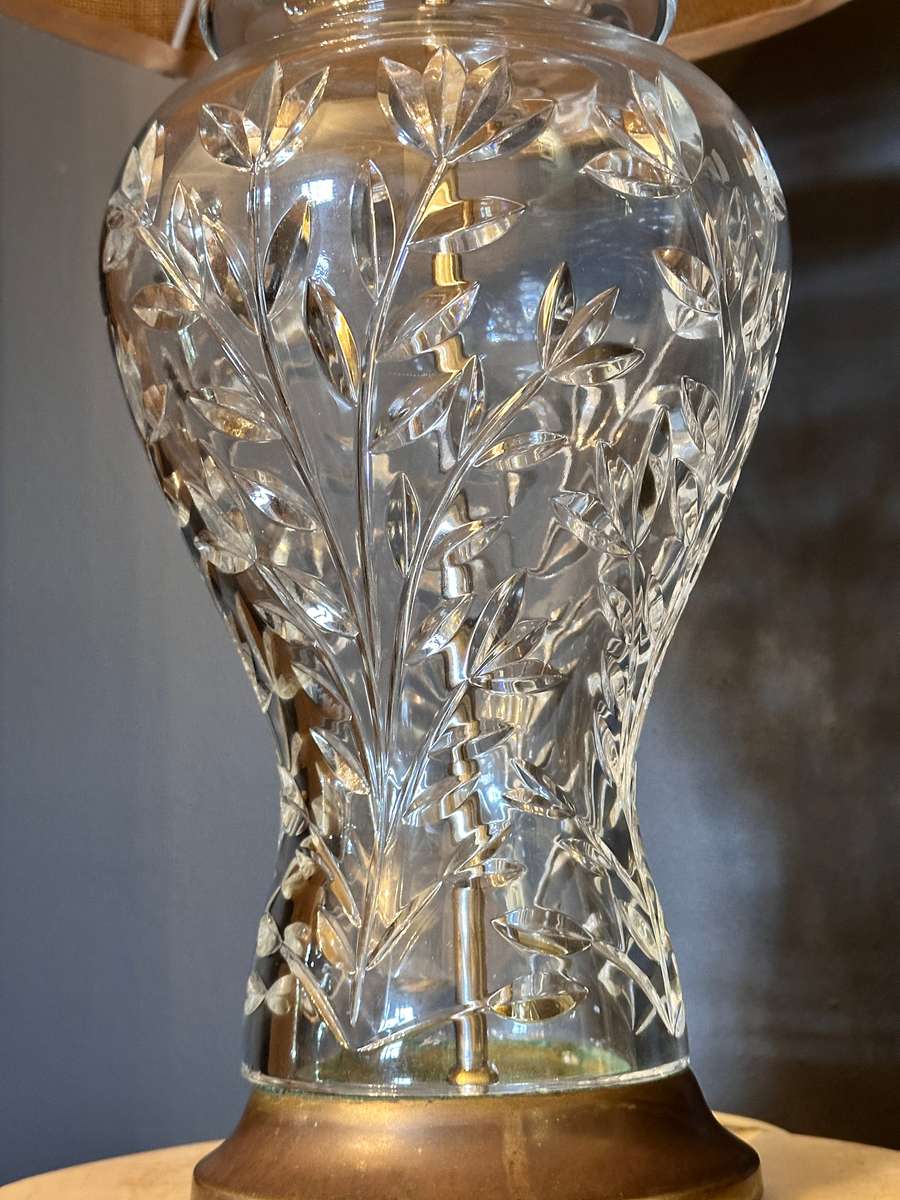 Exquisite Large Cut Crystal Vintage Lamp