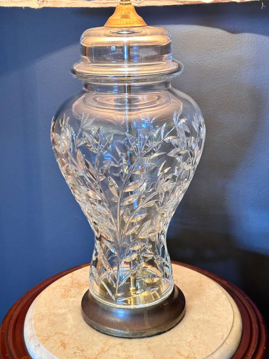 Exquisite Large Cut Crystal Vintage Lamp