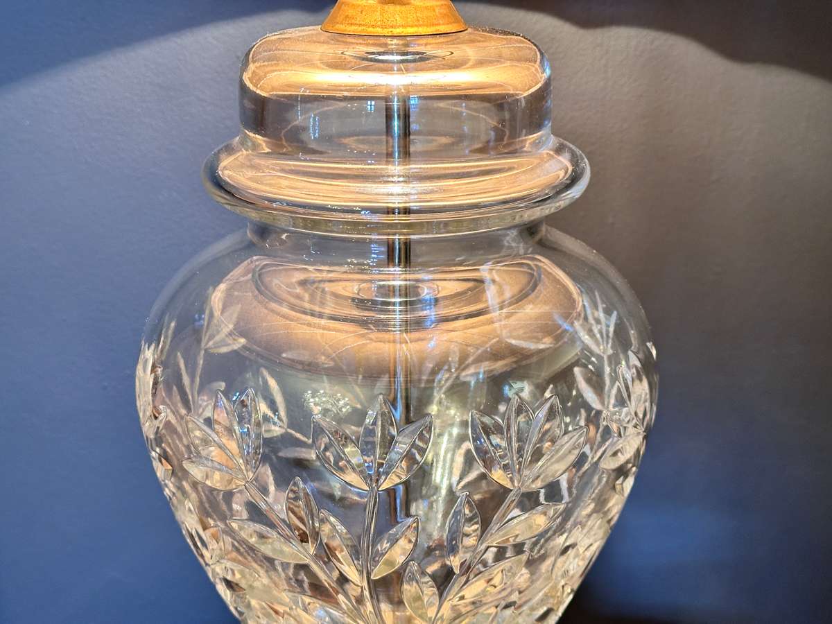 Exquisite Large Cut Crystal Vintage Lamp