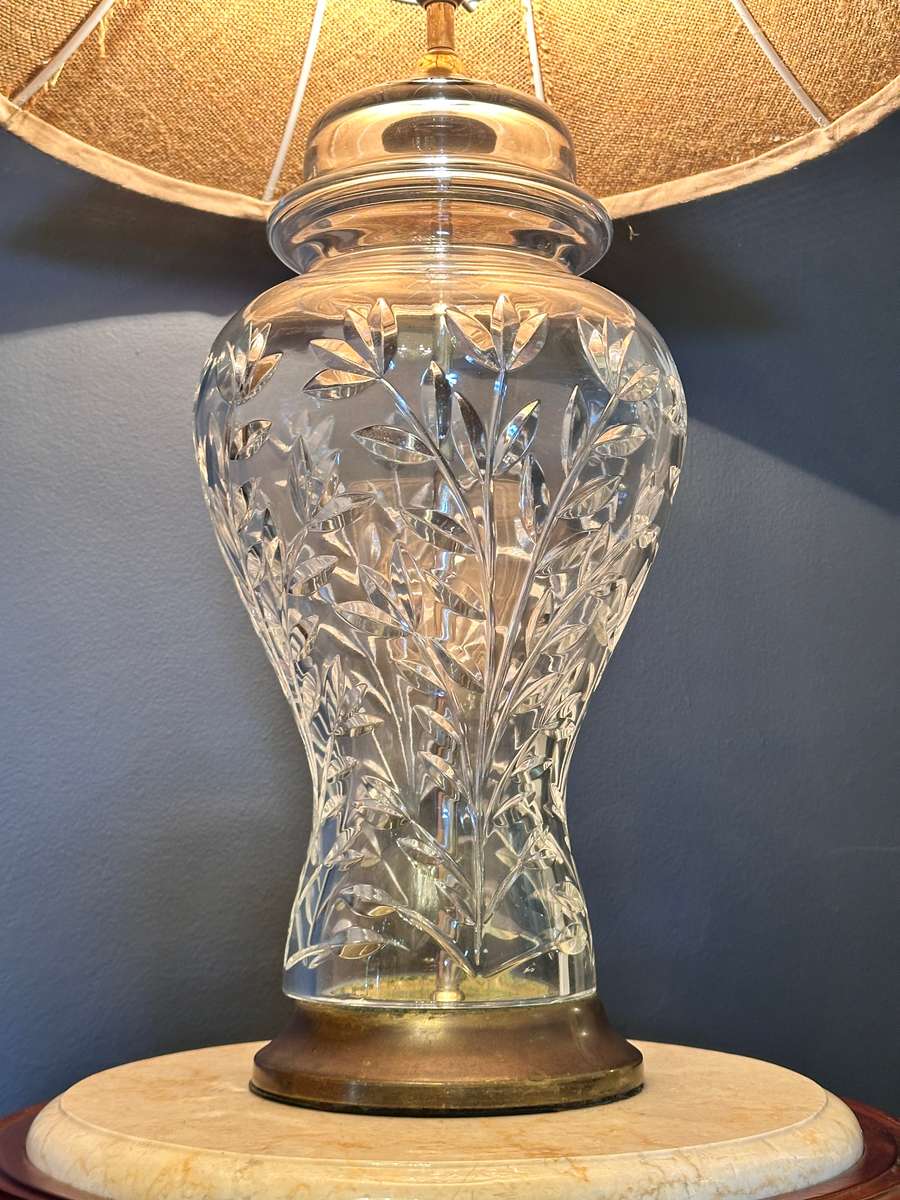 Exquisite Large Cut Crystal Vintage Lamp