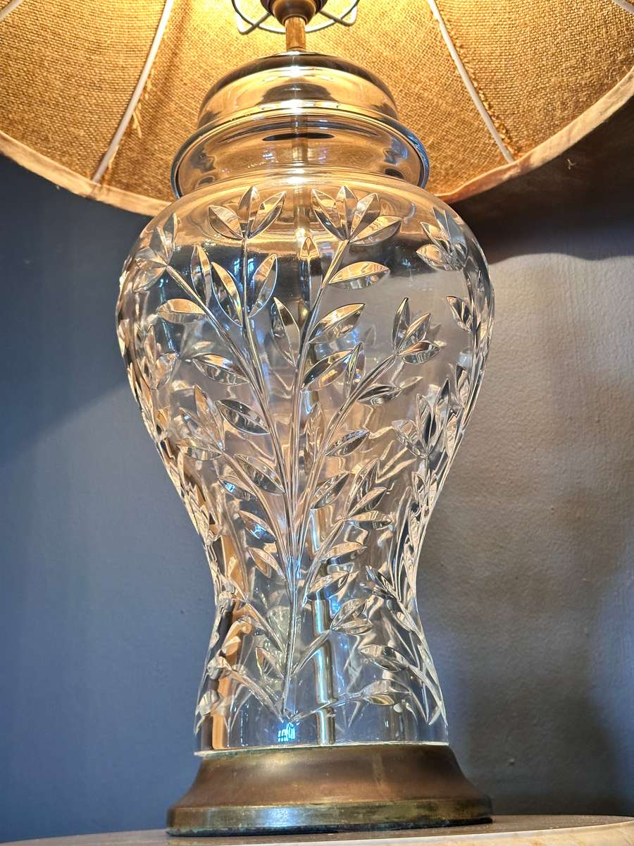 Exquisite Large Cut Crystal Vintage Lamp