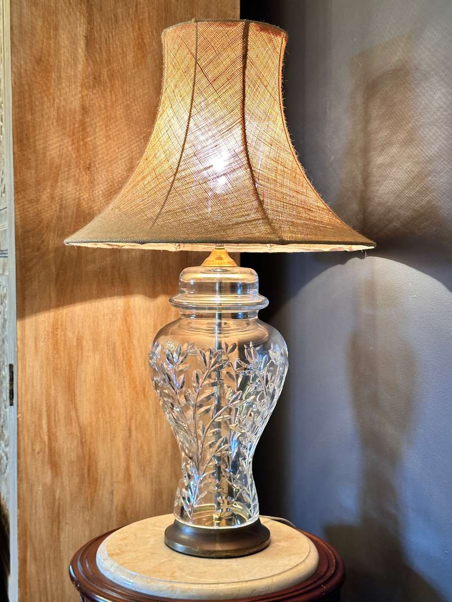 Exquisite Large Cut Crystal Vintage Lamp