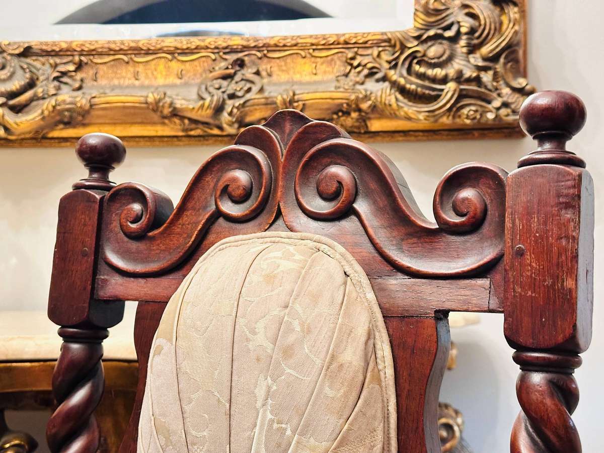 Exquisite Vintage James Shoolbred Mahogany Statement Chair