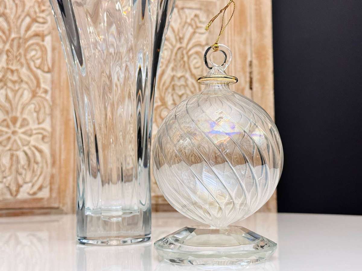 Hand Blown Exquisite Vintage Opalescent Large Glass Ornament
