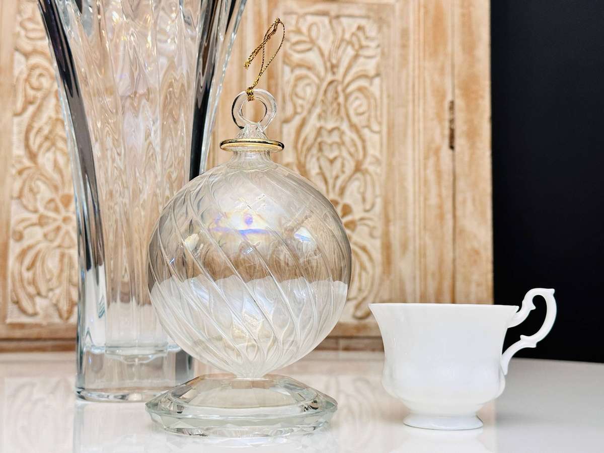 Hand Blown Exquisite Vintage Opalescent Large Glass Ornament