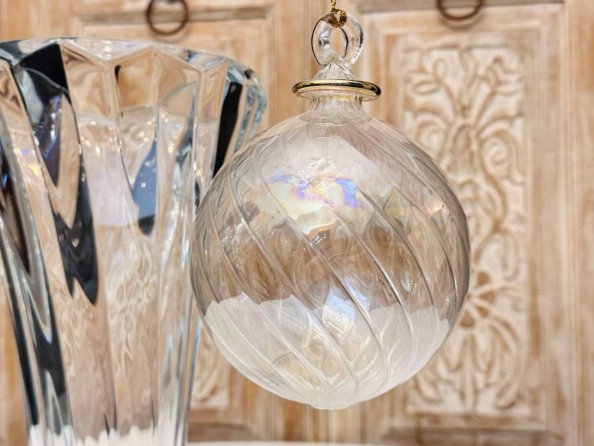 Hand Blown Exquisite Vintage Opalescent Large Glass Ornament
