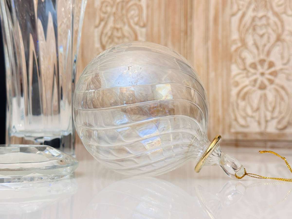 Hand Blown Exquisite Vintage Opalescent Large Glass Ornament