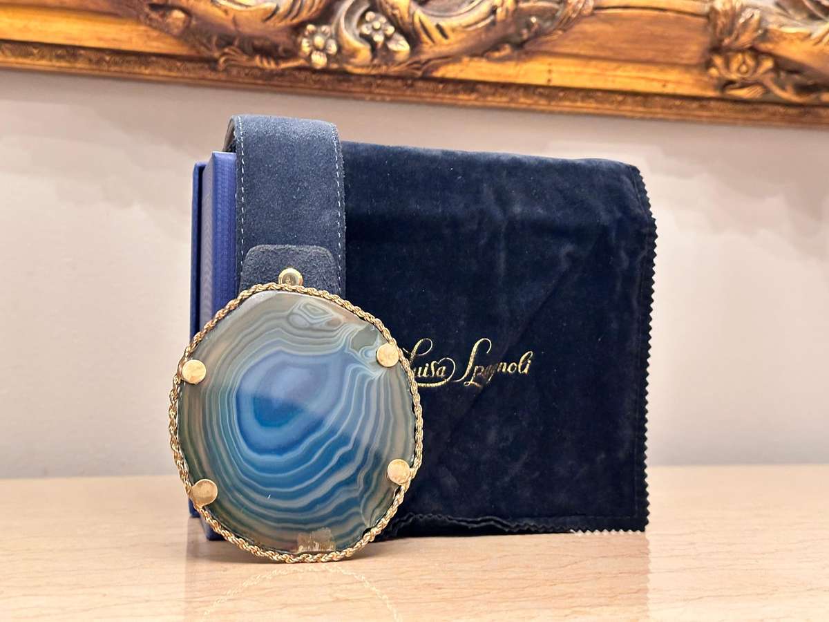 LUISA SPAGNOLI Italian Showstopper Agate Leather Belt