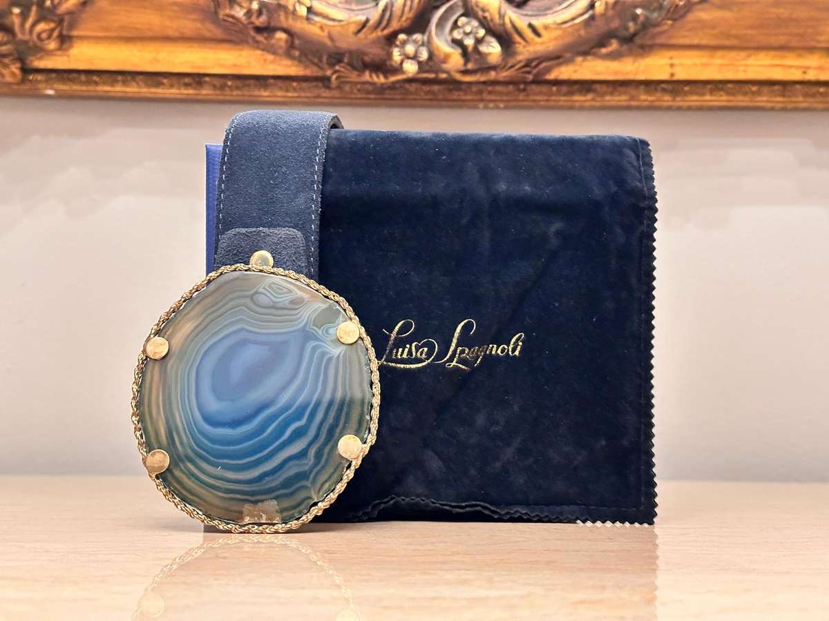LUISA SPAGNOLI Italian Showstopper Agate Leather Belt