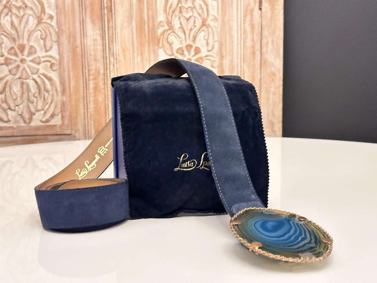 LUISA SPAGNOLI Italian Showstopper Agate Leather Belt