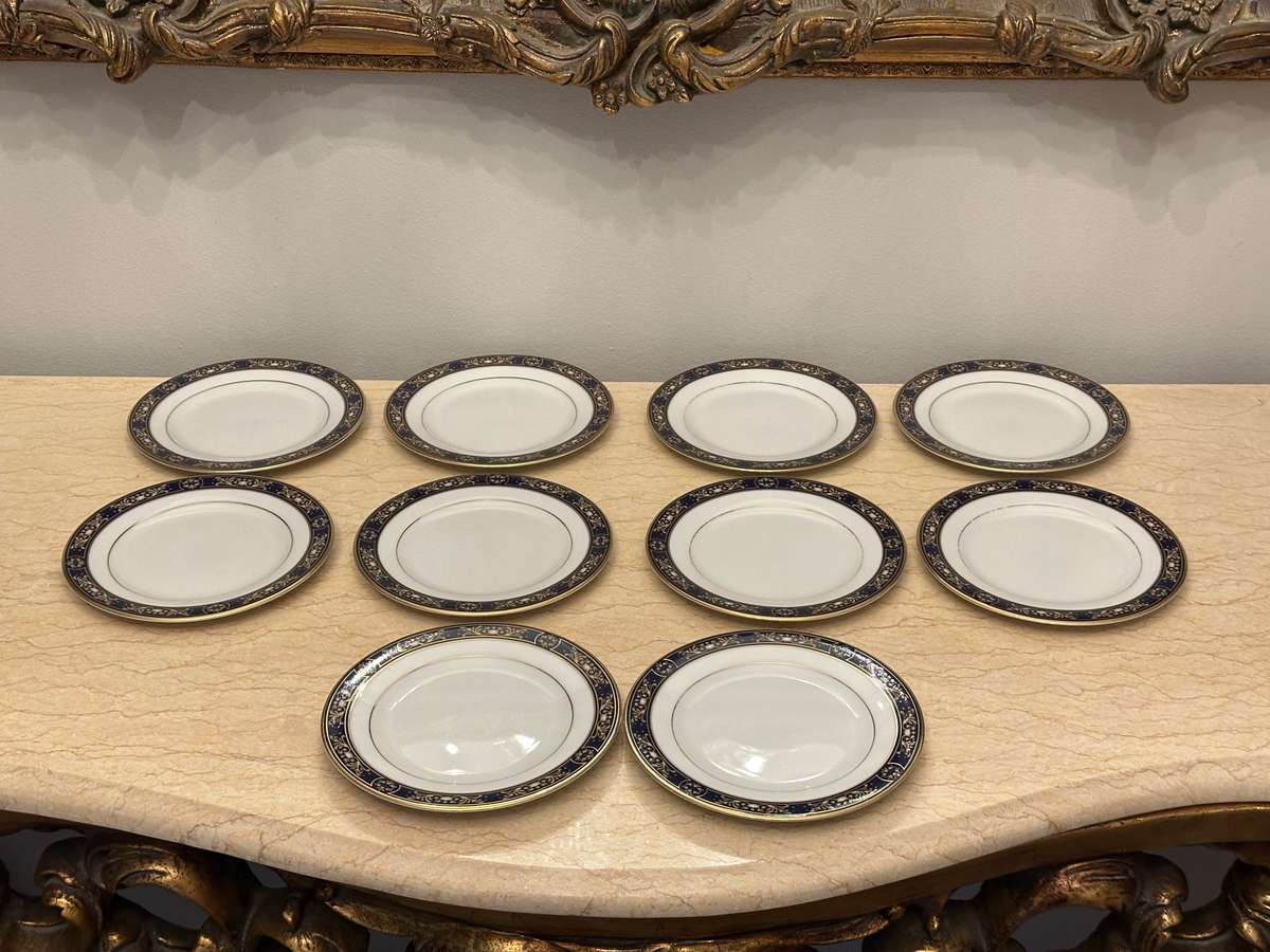 Exquisite Vintage ROYAL AVON Plates - Impero Blue Gold Set of 10