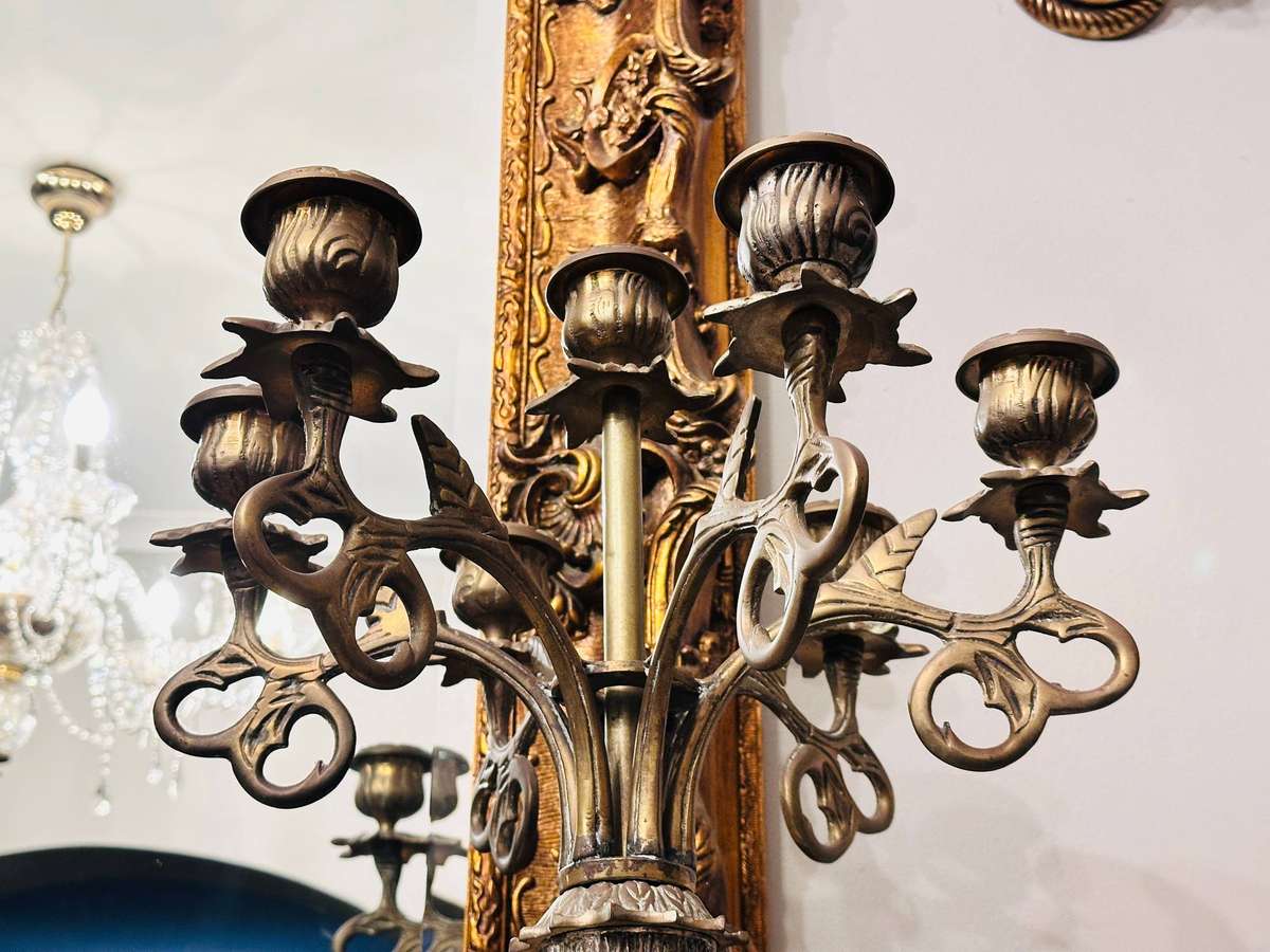 Vintage Solid Brass Large Ornate 80cm Statement Candelabra