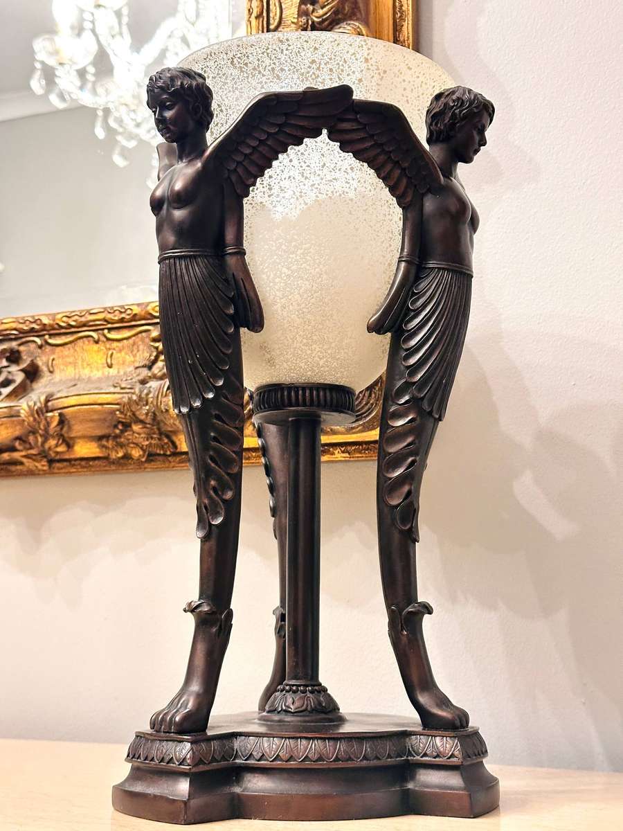 Exquisite Vintage Large Angel Statement Lamp