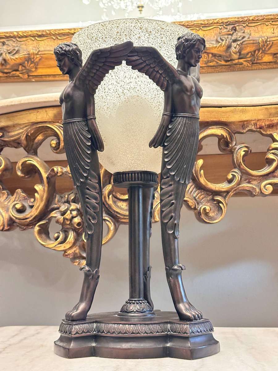 Exquisite Vintage Large Angel Statement Lamp