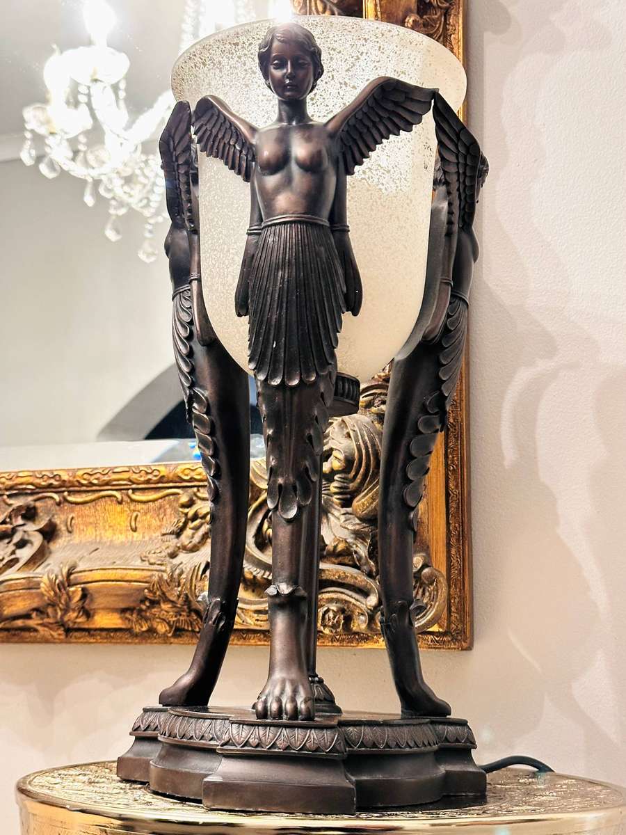 Exquisite Vintage Large Angel Statement Lamp