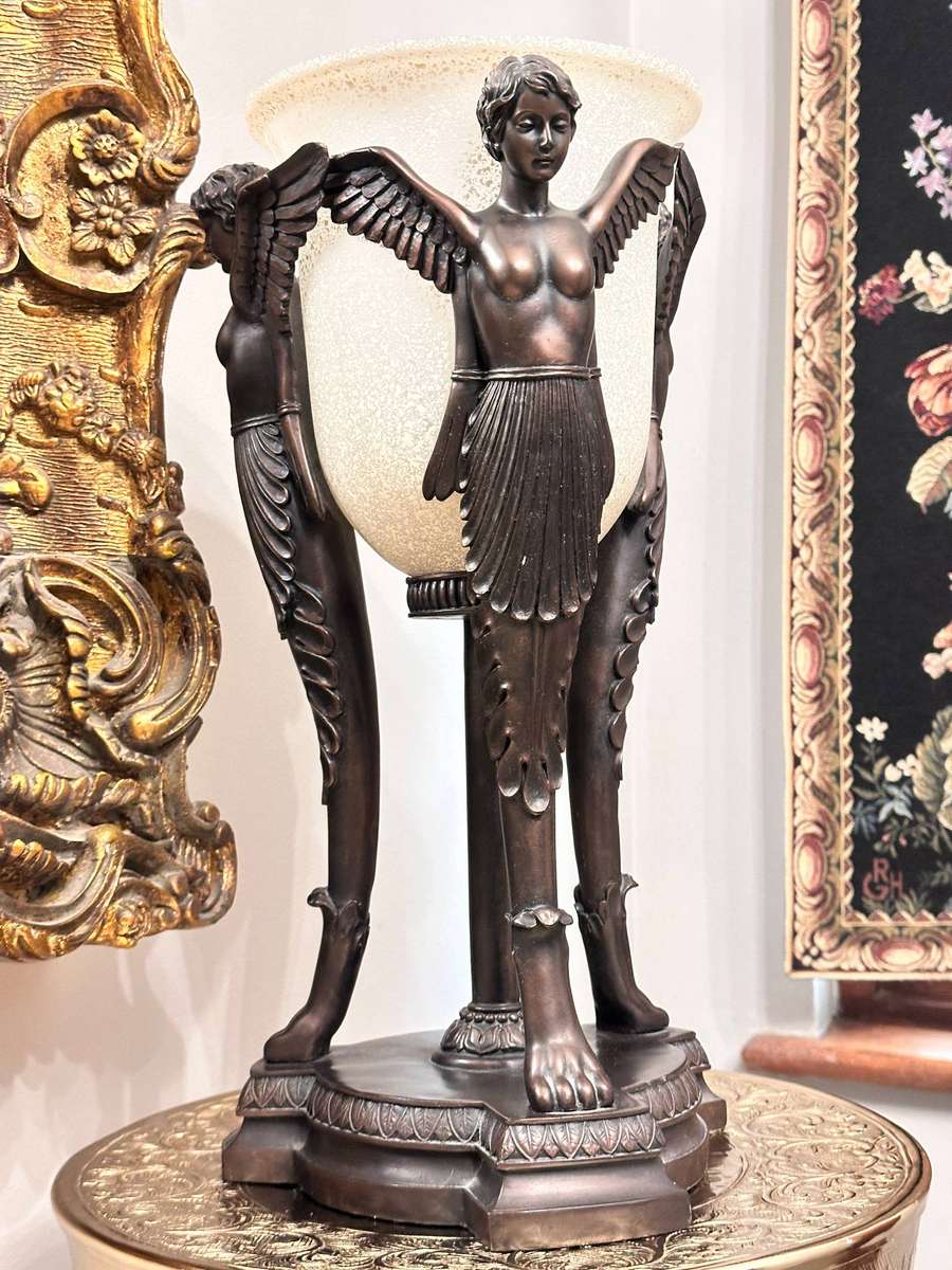 Exquisite Vintage Large Angel Statement Lamp