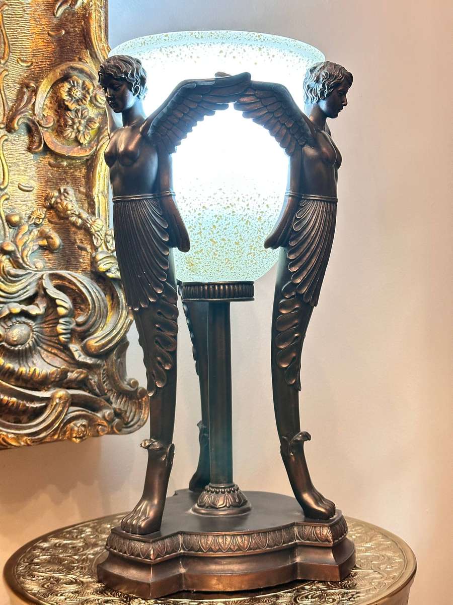 Exquisite Vintage Large Angel Statement Lamp