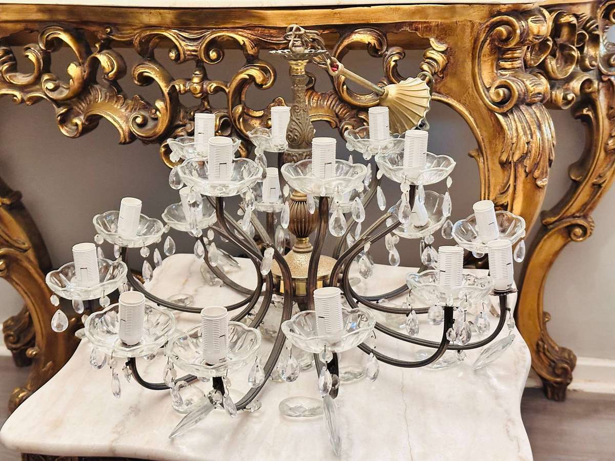 Exquisite French Vintage 18 Arm Chandelier Light