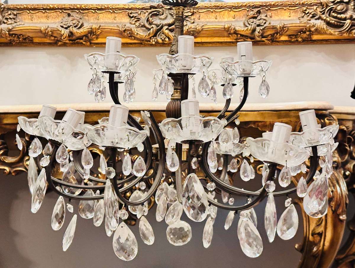 Exquisite French Vintage 18 Arm Chandelier Light