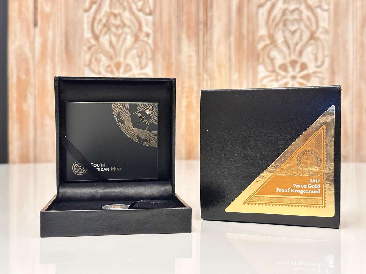 2017 1/20 oz Gold Krugerrand Proof No 1927 of 2000 - 50th Anniversary in SA Mint Box & Certificate