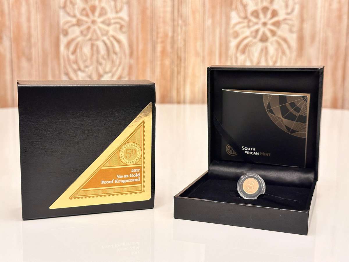 2017 1/20 oz Gold Krugerrand Proof No 1927 of 2000 - 50th Anniversary in SA Mint Box & Certificate