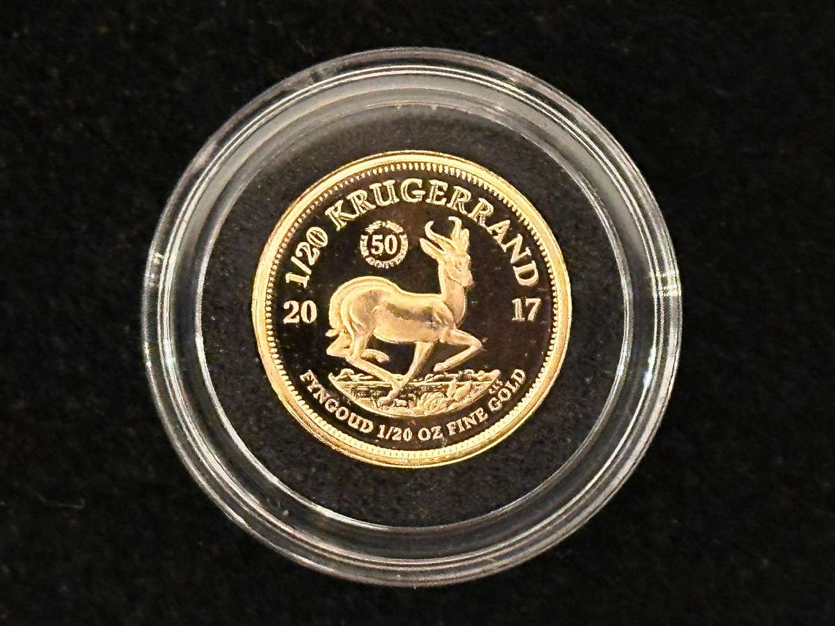 2017 1/20 oz Gold Krugerrand Proof No 1927 of 2000 - 50th Anniversary in SA Mint Box & Certificate
