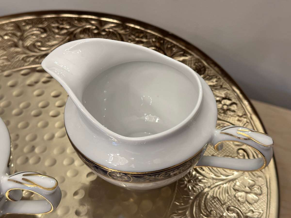 Exquisite ROYAL AVON Impero Blue Sugar & Creamer Set